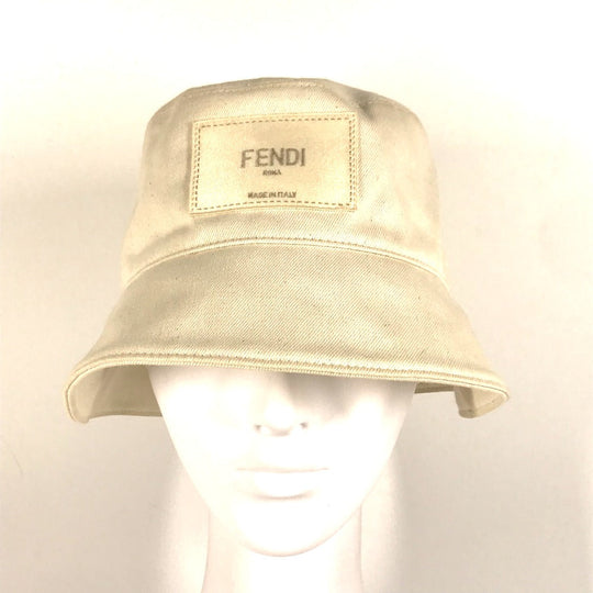 FENDI hat FXQ801 cotton beige logo Women Used Authentic