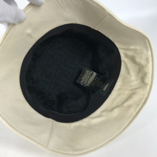 FENDI hat FXQ801 cotton beige logo Women Used Authentic