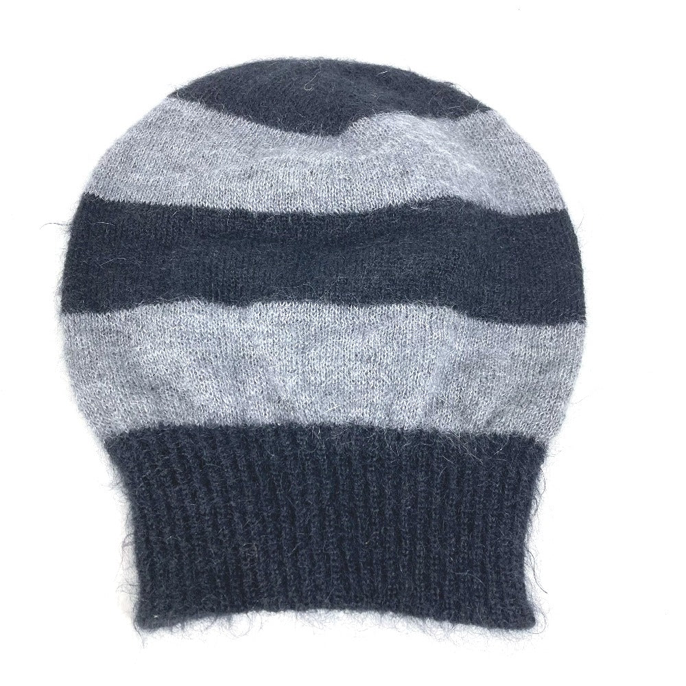 FENDI Knit hat FXQ107 Silk, Mohair black beanie hat knit hat knit cap border mens Used Authentic