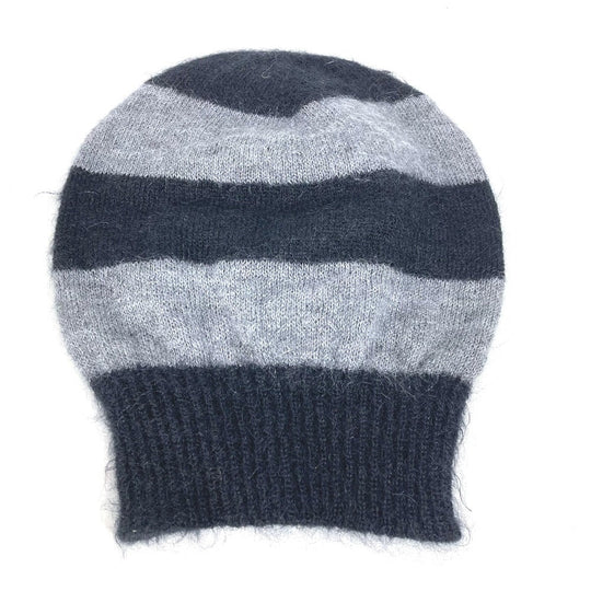 FENDI Knit hat FXQ107 Silk, Mohair black beanie hat knit hat knit cap border mens Used Authentic