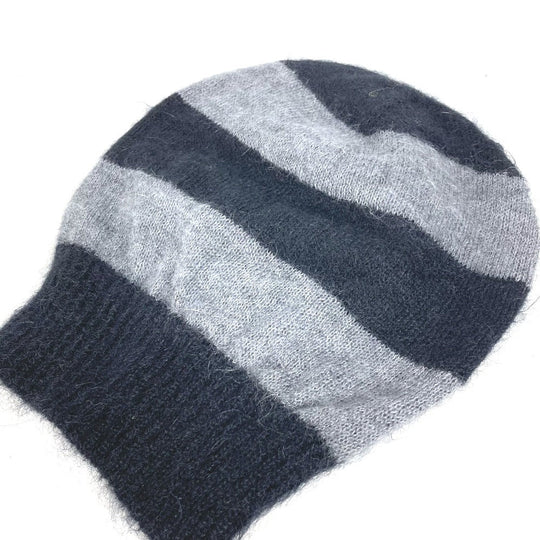 FENDI Knit hat FXQ107 Silk, Mohair black beanie hat knit hat knit cap border mens Used Authentic