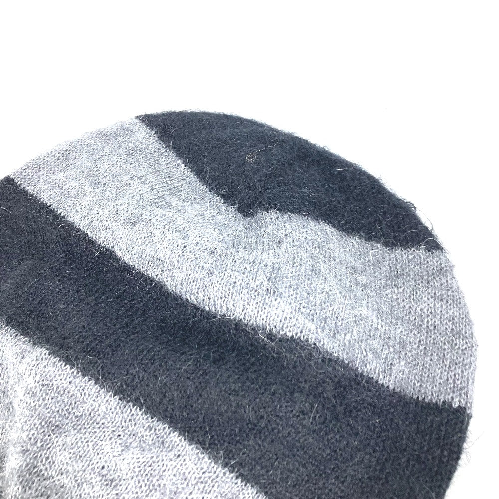 FENDI Knit hat FXQ107 Silk, Mohair black beanie hat knit hat knit cap border mens Used Authentic