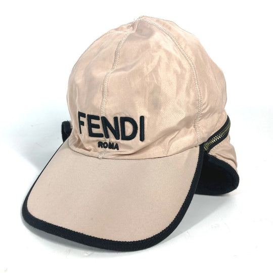 FENDI cap FXQ679 Leather, Polyester pink Fur Moko Moko logo Flight