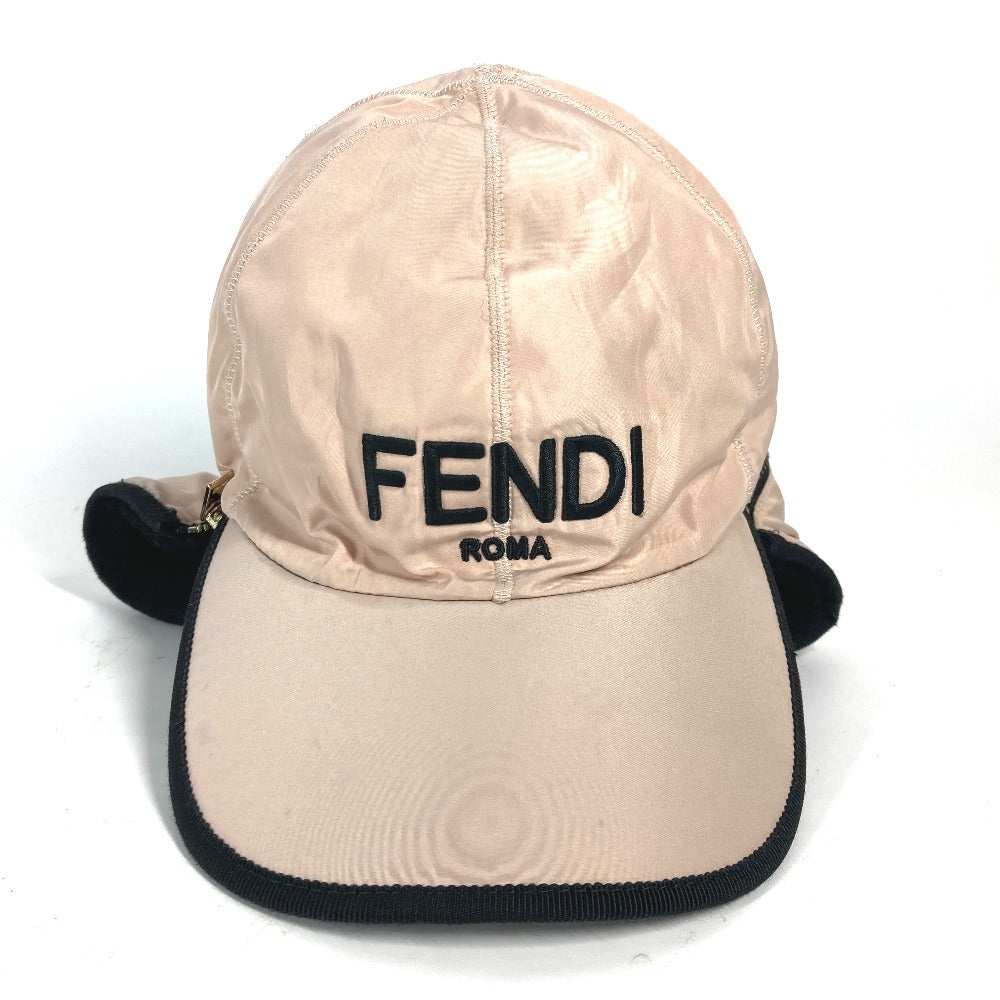 FENDI cap FXQ679 Leather, Polyester pink Fur Moko Moko logo Flight