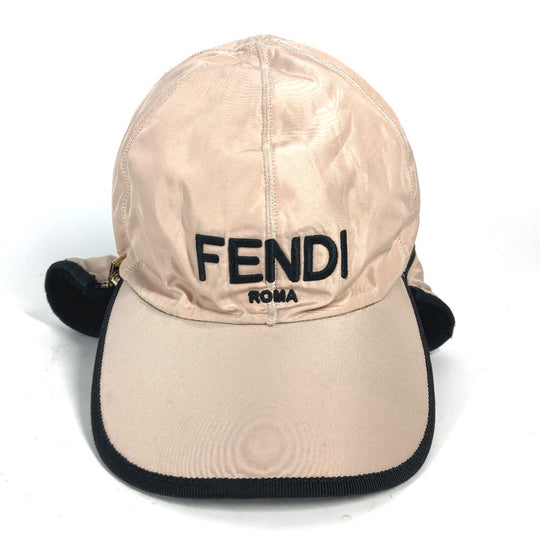 FENDI cap FXQ679 Leather, Polyester pink Fur Moko Moko logo Flight