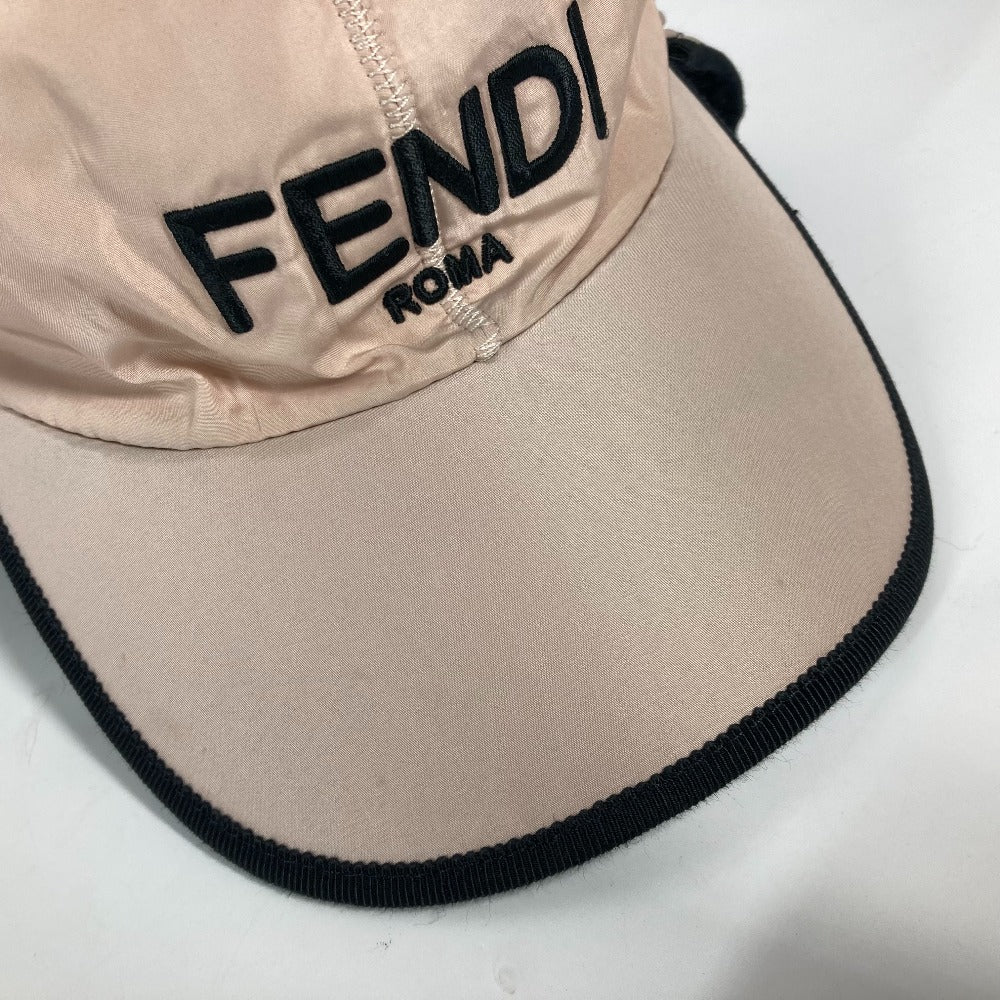FENDI cap FXQ679 Leather, Polyester pink Fur Moko Moko logo Flight