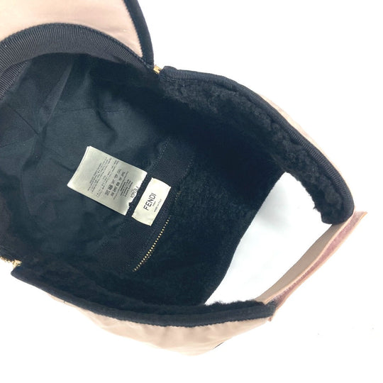 FENDI cap FXQ679 Leather, Polyester pink Fur Moko Moko logo Flight