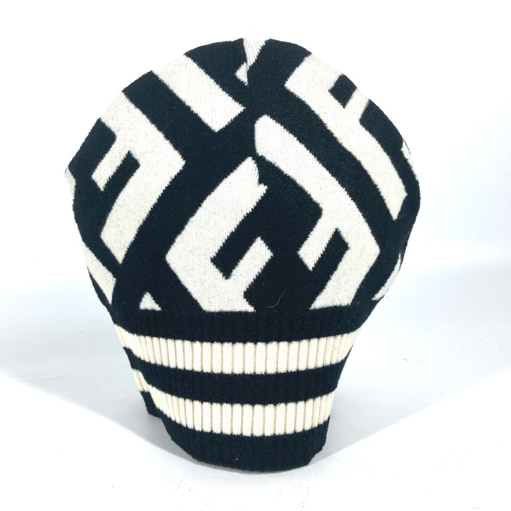 FENDI Knit hat FXQ538 Wool, Rayon black By color Zucca logo Women Used Authentic
