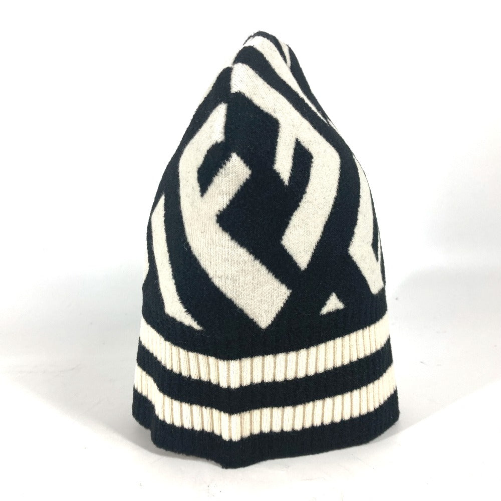 FENDI Knit hat FXQ538 Wool, Rayon black By color Zucca logo Women Used Authentic