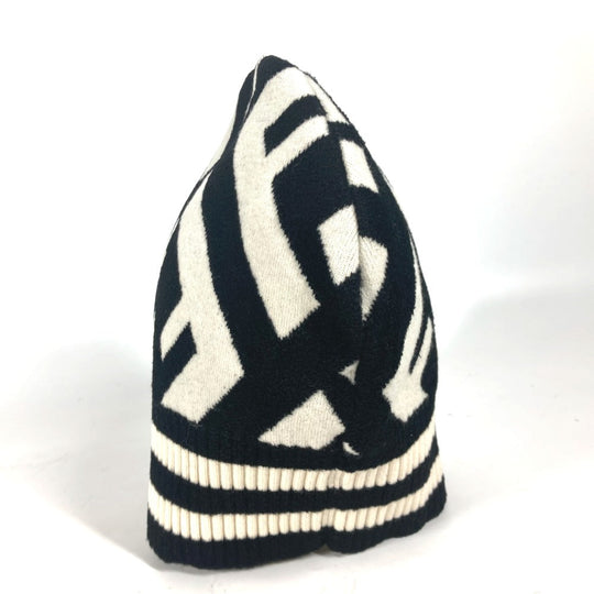 FENDI Knit hat FXQ538 Wool, Rayon black By color Zucca logo Women Used Authentic