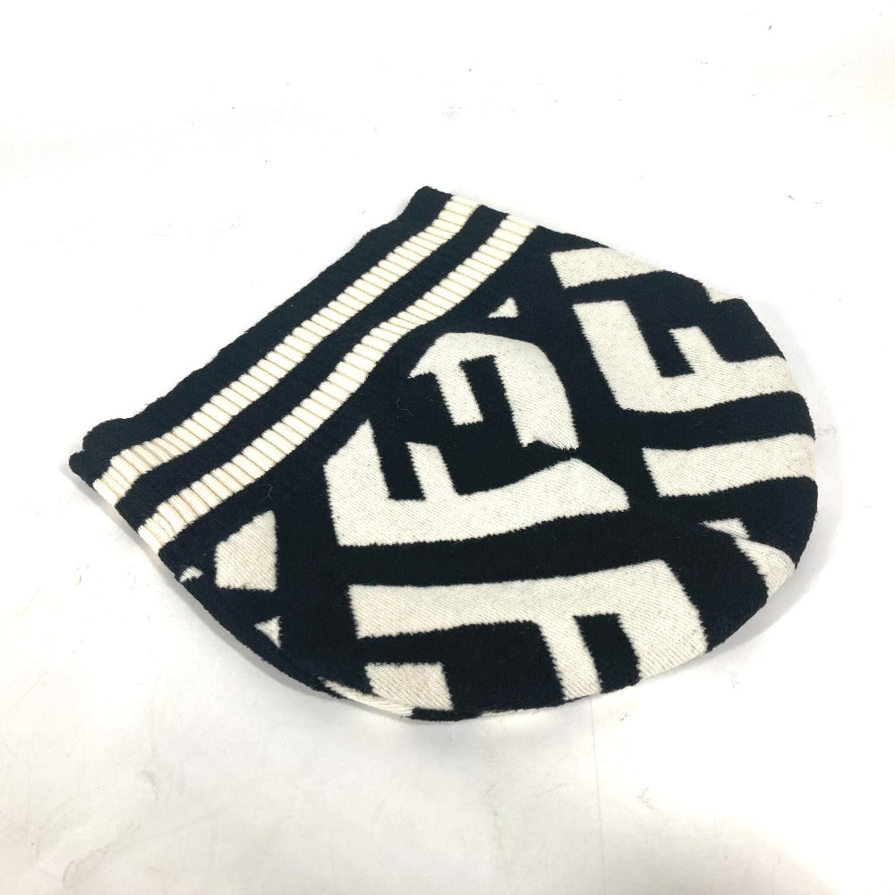 FENDI Knit hat FXQ538 Wool, Rayon black By color Zucca logo Women Used Authentic