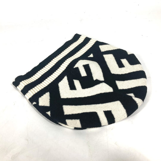 FENDI Knit hat FXQ538 Wool, Rayon black By color Zucca logo Women Used Authentic
