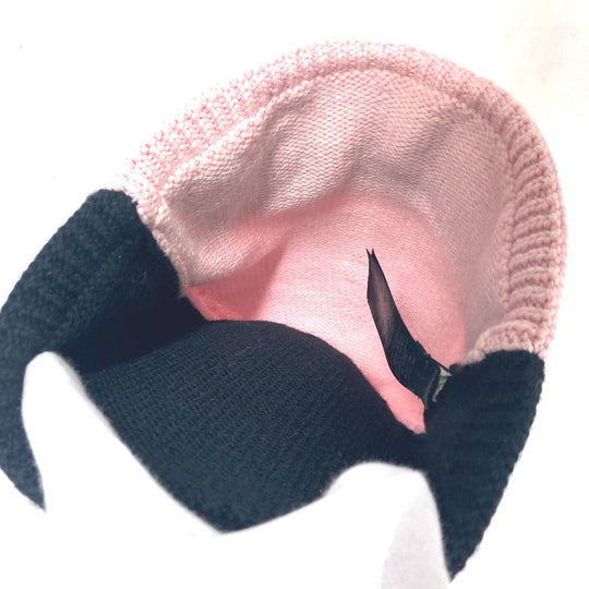 FENDI Knit hat FXQ056 wool black beanie hat knit hat knit cap logo mens(Unisex) Used Authentic