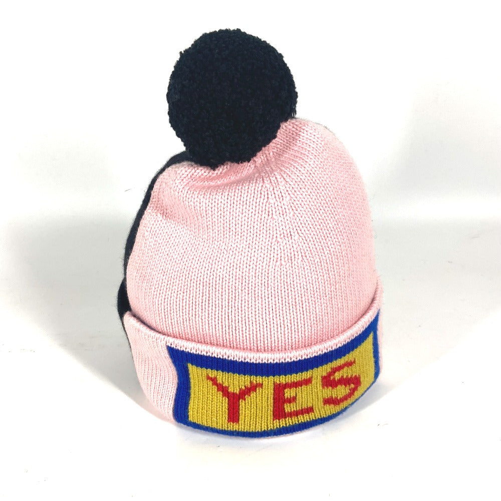 FENDI Knit hat FXQ056 wool black beanie hat knit hat knit cap logo mens(Unisex) Used Authentic