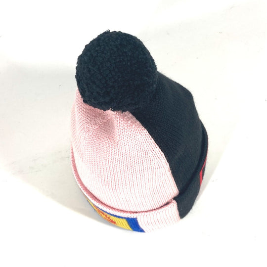 FENDI Knit hat FXQ056 wool black beanie hat knit hat knit cap logo mens(Unisex) Used Authentic