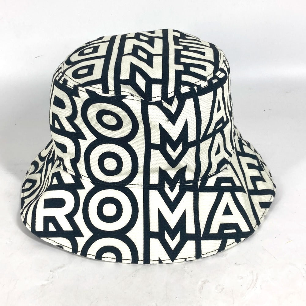 FENDI hat FXQ910 cotton white Marc Jacobs collaboration Logo all-over pattern mens(Unisex) L Used Authentic