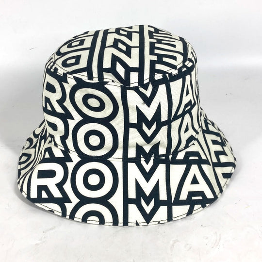 FENDI hat FXQ910 cotton white Marc Jacobs collaboration Logo all-over pattern mens(Unisex) L Used Authentic