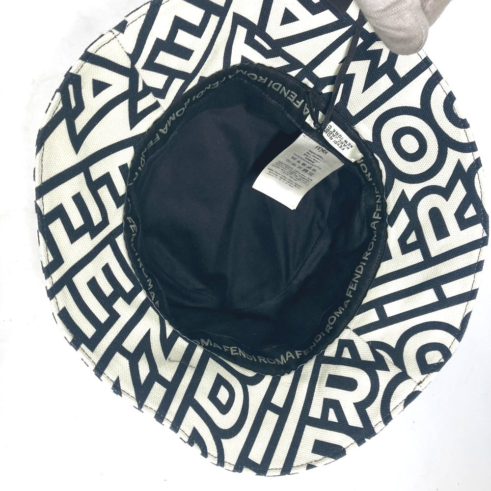 FENDI hat FXQ910 cotton white Marc Jacobs collaboration Logo all-over pattern mens(Unisex) L Used Authentic