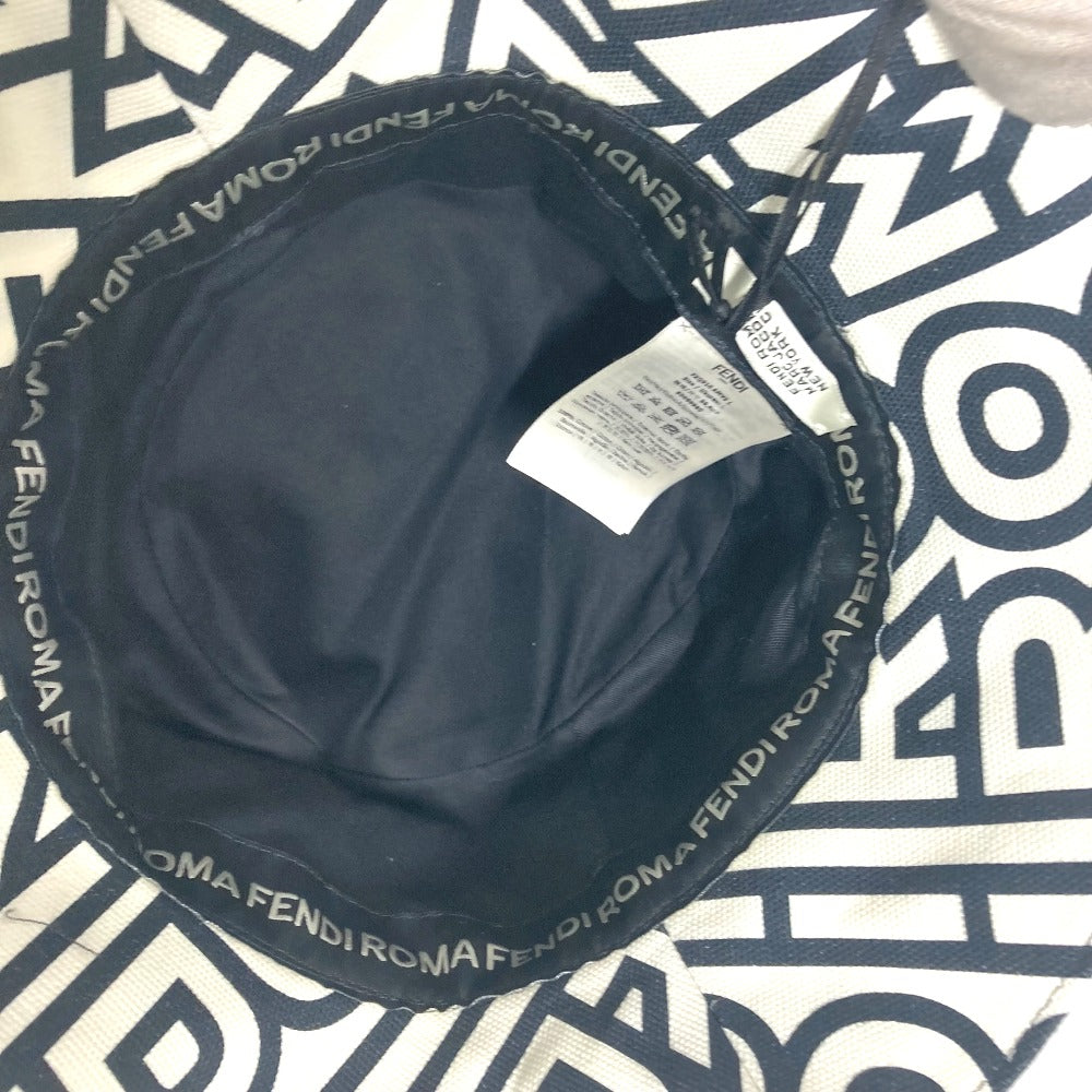FENDI hat FXQ910 cotton white Marc Jacobs collaboration Logo all-over pattern mens(Unisex) L Used Authentic