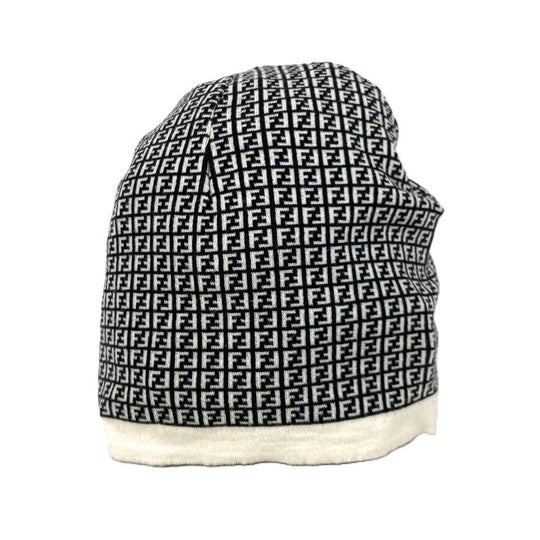 FENDI Knit hat FXQ056 wool black Zucca logo
