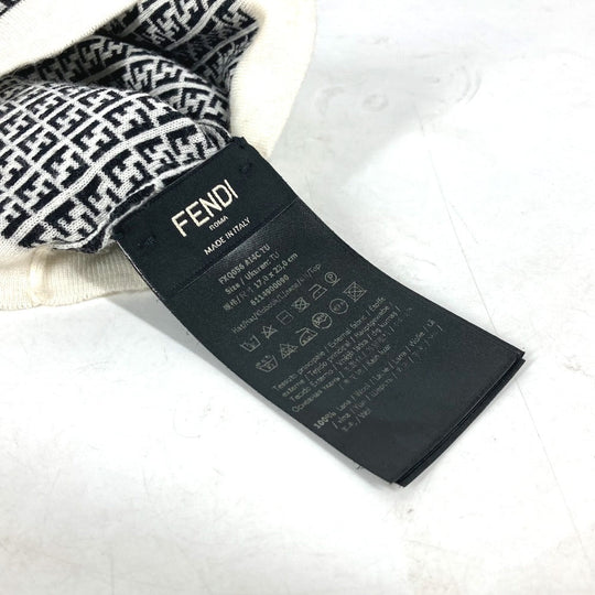 FENDI Knit hat FXQ056 wool black Zucca logo