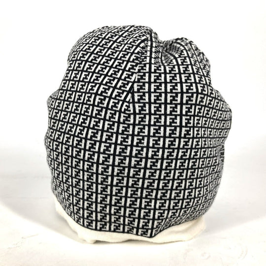 FENDI Knit hat FXQ056 wool black Zucca logo