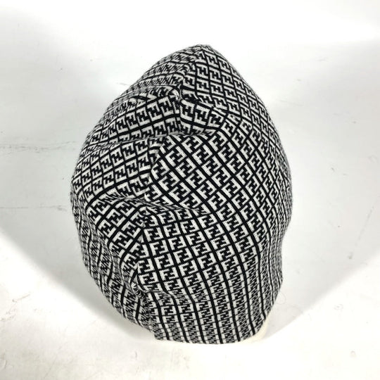 FENDI Knit hat FXQ056 wool black Zucca logo