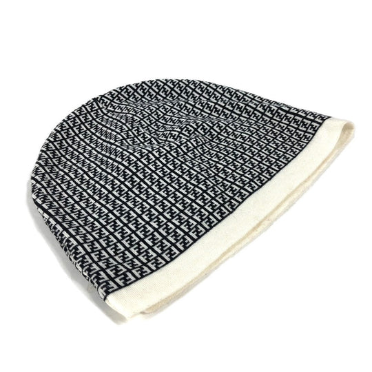 FENDI Knit hat FXQ056 wool black Zucca logo