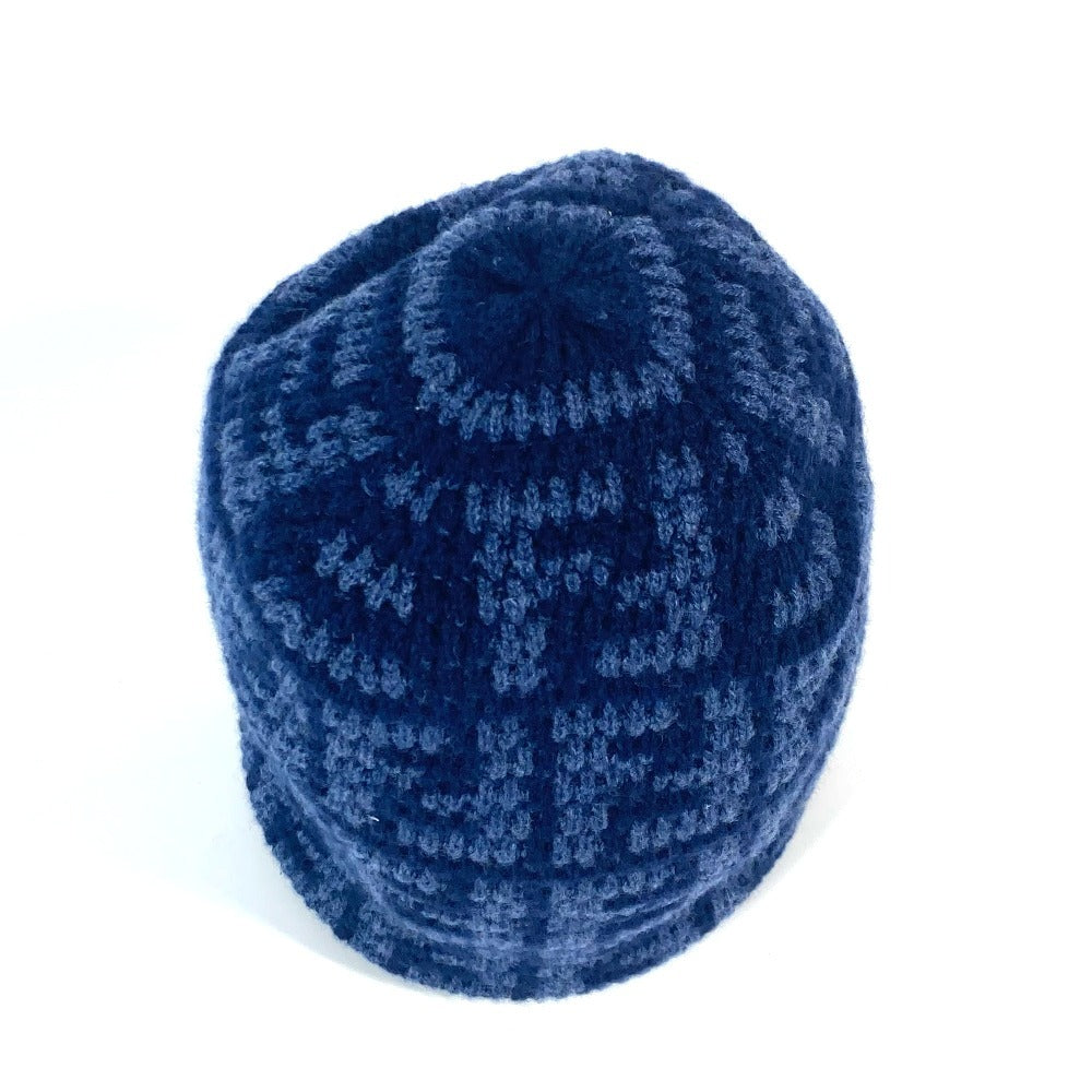 FENDI Knit hat FXQ798 cashmere Navy beanie hat knit hat knit cap Zucca logo unisex(Unisex) Used Authentic