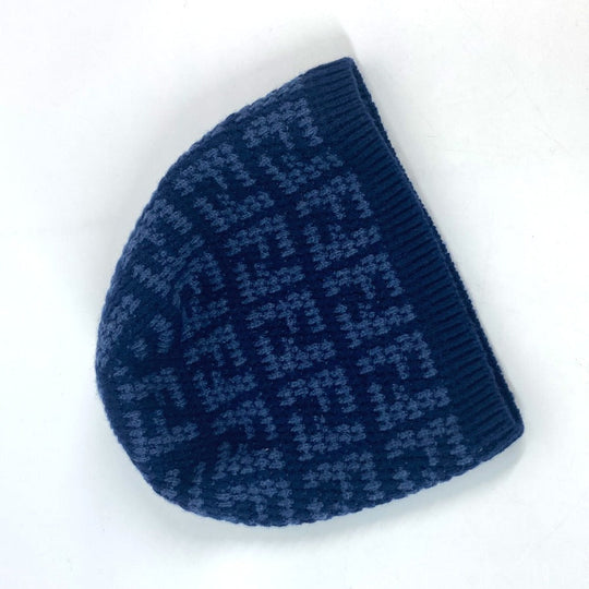 FENDI Knit hat FXQ798 cashmere Navy beanie hat knit hat knit cap Zucca logo unisex(Unisex) Used Authentic