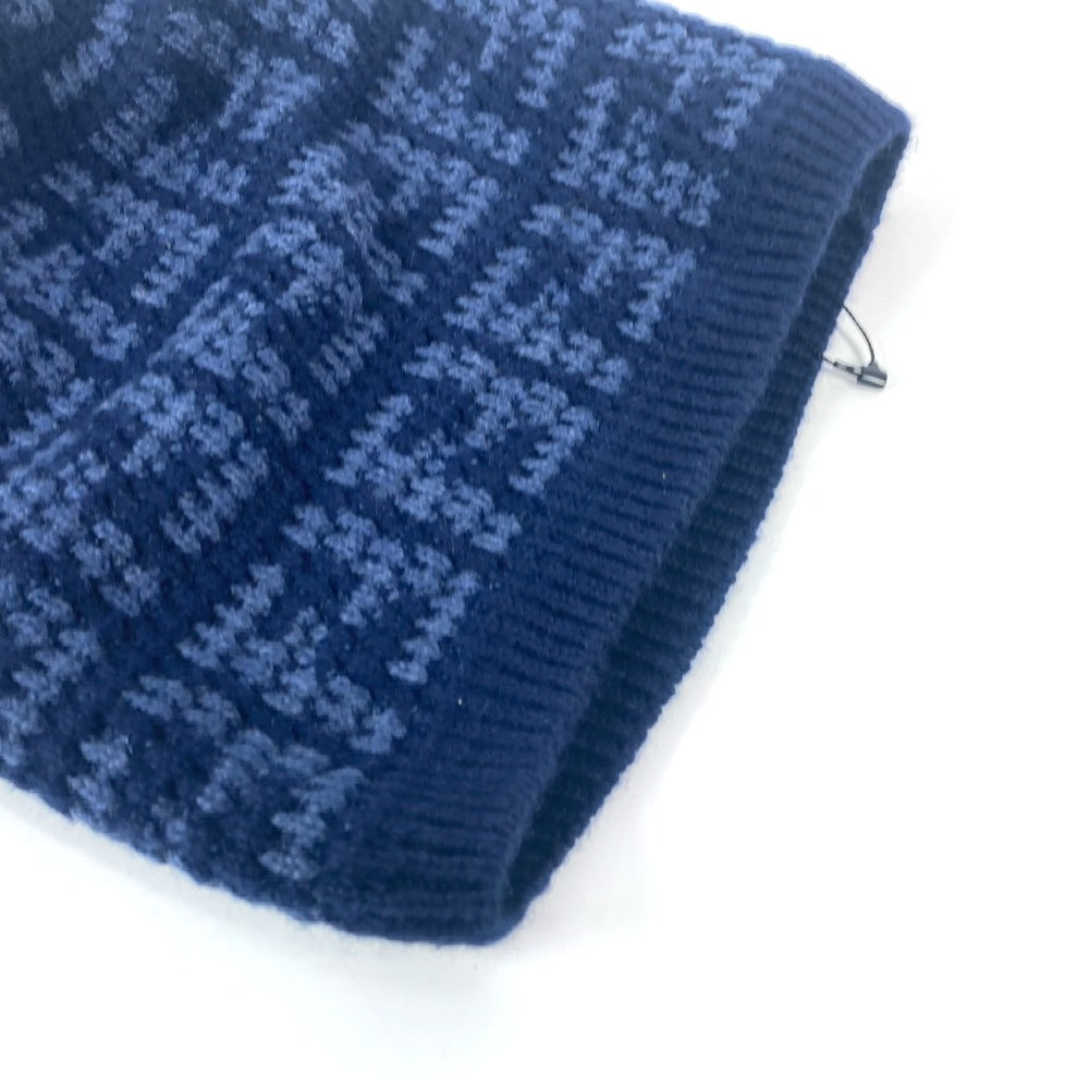 FENDI Knit hat FXQ798 cashmere Navy beanie hat knit hat knit cap Zucca logo unisex(Unisex) Used Authentic