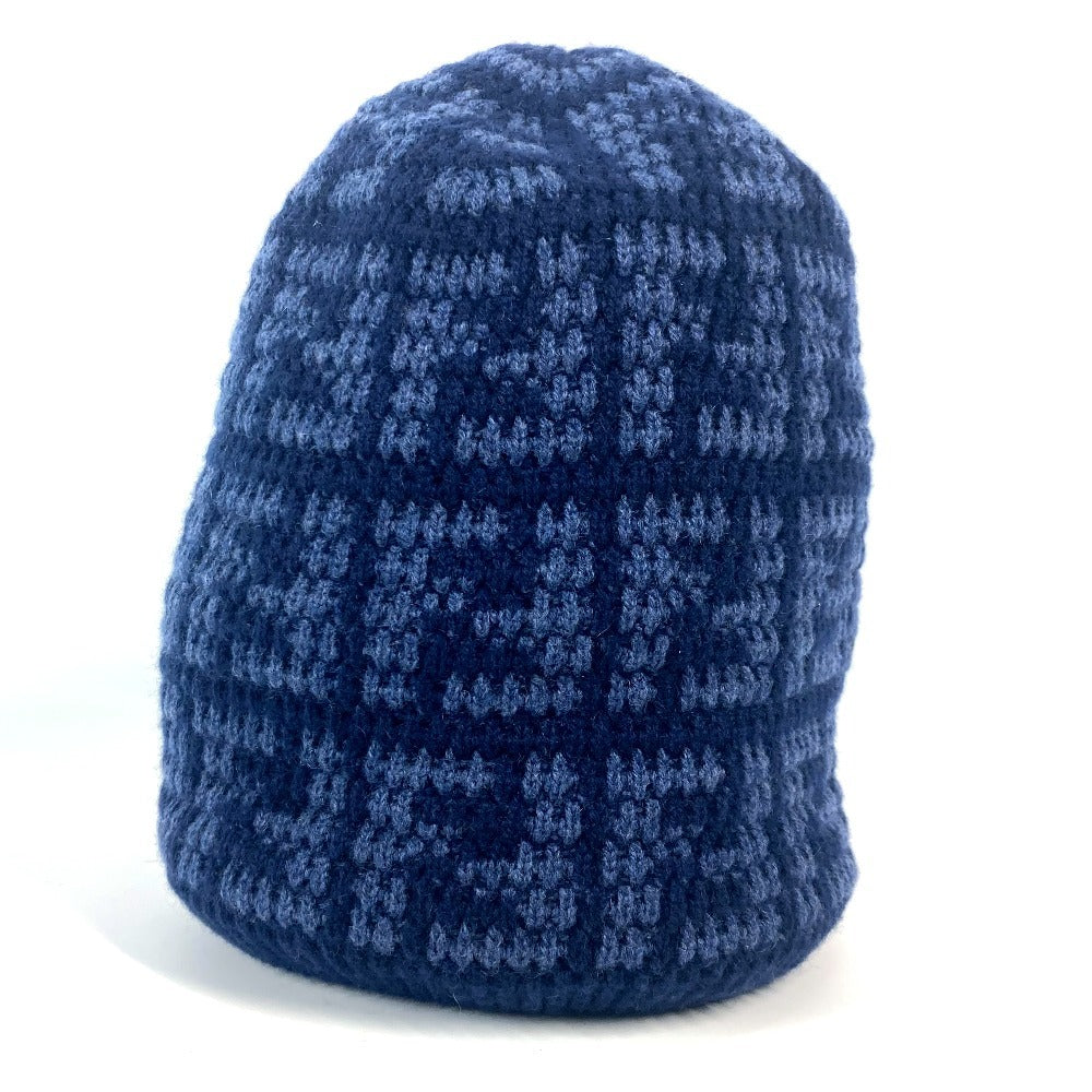 FENDI Knit hat FXQ798 cashmere Navy beanie hat knit hat knit cap Zucca logo unisex(Unisex) Used Authentic