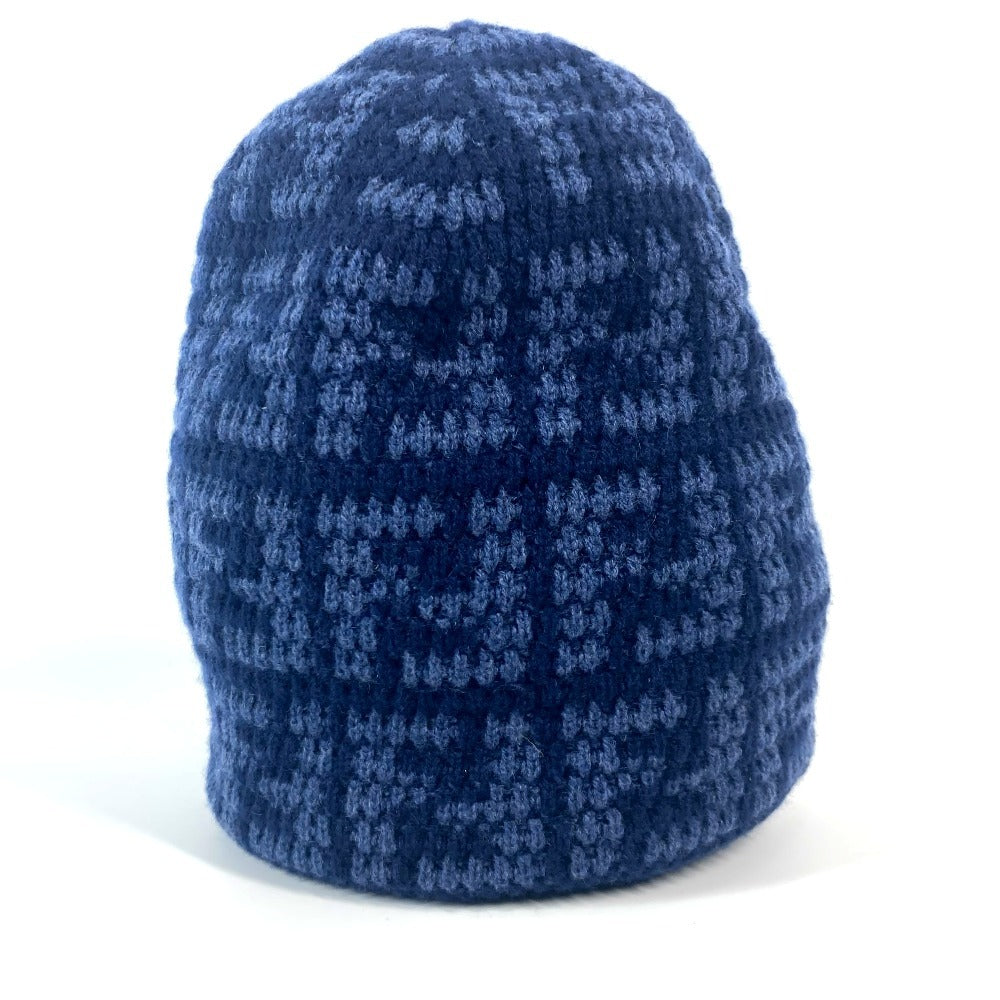 FENDI Knit hat FXQ798 cashmere Navy beanie hat knit hat knit cap Zucca logo unisex(Unisex) Used Authentic