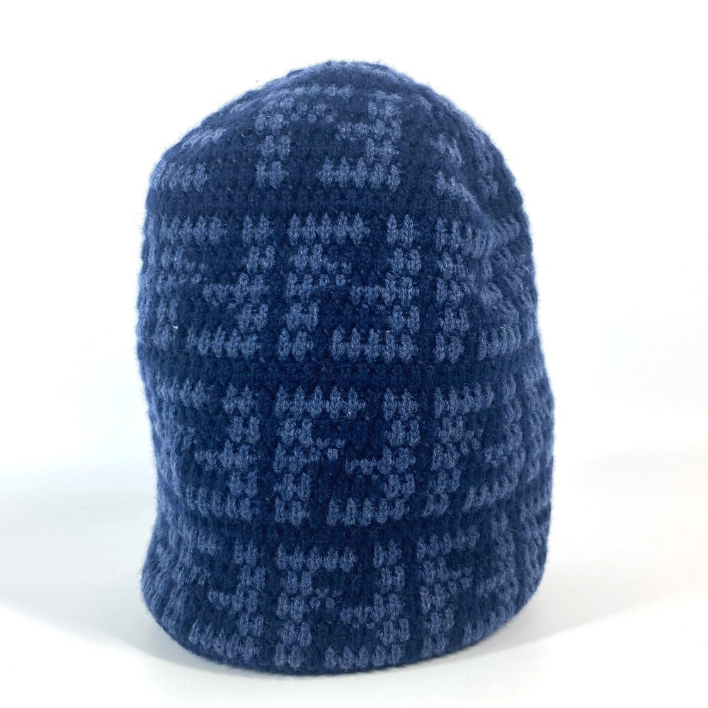 FENDI Knit hat FXQ798 cashmere Navy beanie hat knit hat knit cap Zucca logo unisex(Unisex) Used Authentic