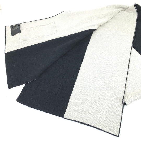 FENDI Scarf FXS124 wool Black x white logo scarf unisex(Unisex) Used Authentic