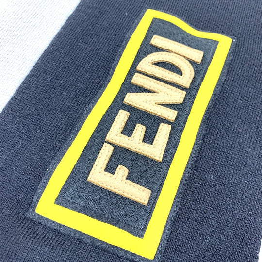 FENDI Scarf FXS124 wool Black x white logo scarf unisex(Unisex) Used Authentic