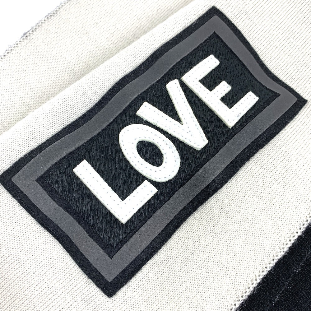 FENDI Scarf FXS124 wool Black x white logo scarf unisex(Unisex) Used Authentic