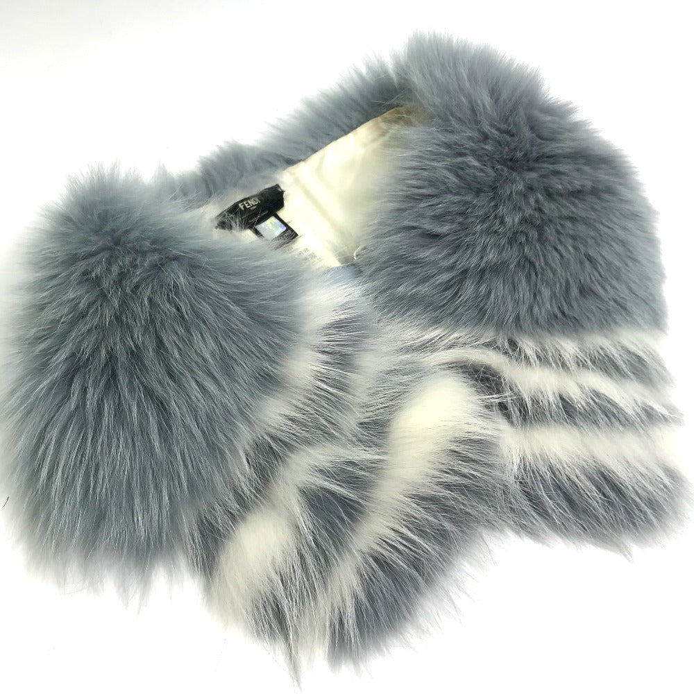 FENDI Scarf FNG426 fur blue Fur tippet with hook Women Used Authentic