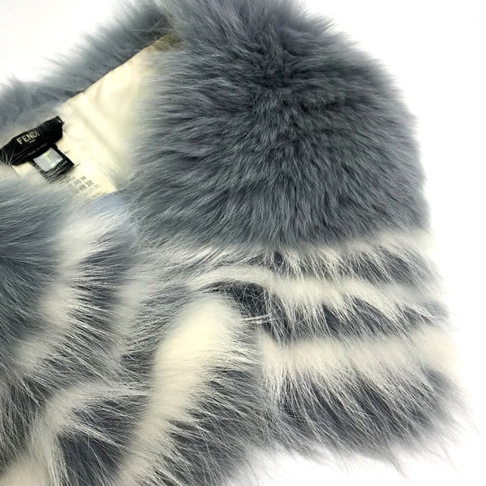 FENDI Scarf FNG426 fur blue Fur tippet with hook Women Used Authentic