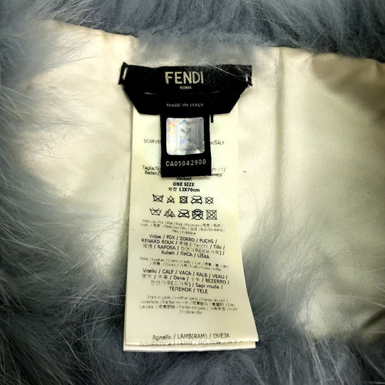 FENDI Scarf FNG426 fur blue Fur tippet with hook Women Used Authentic