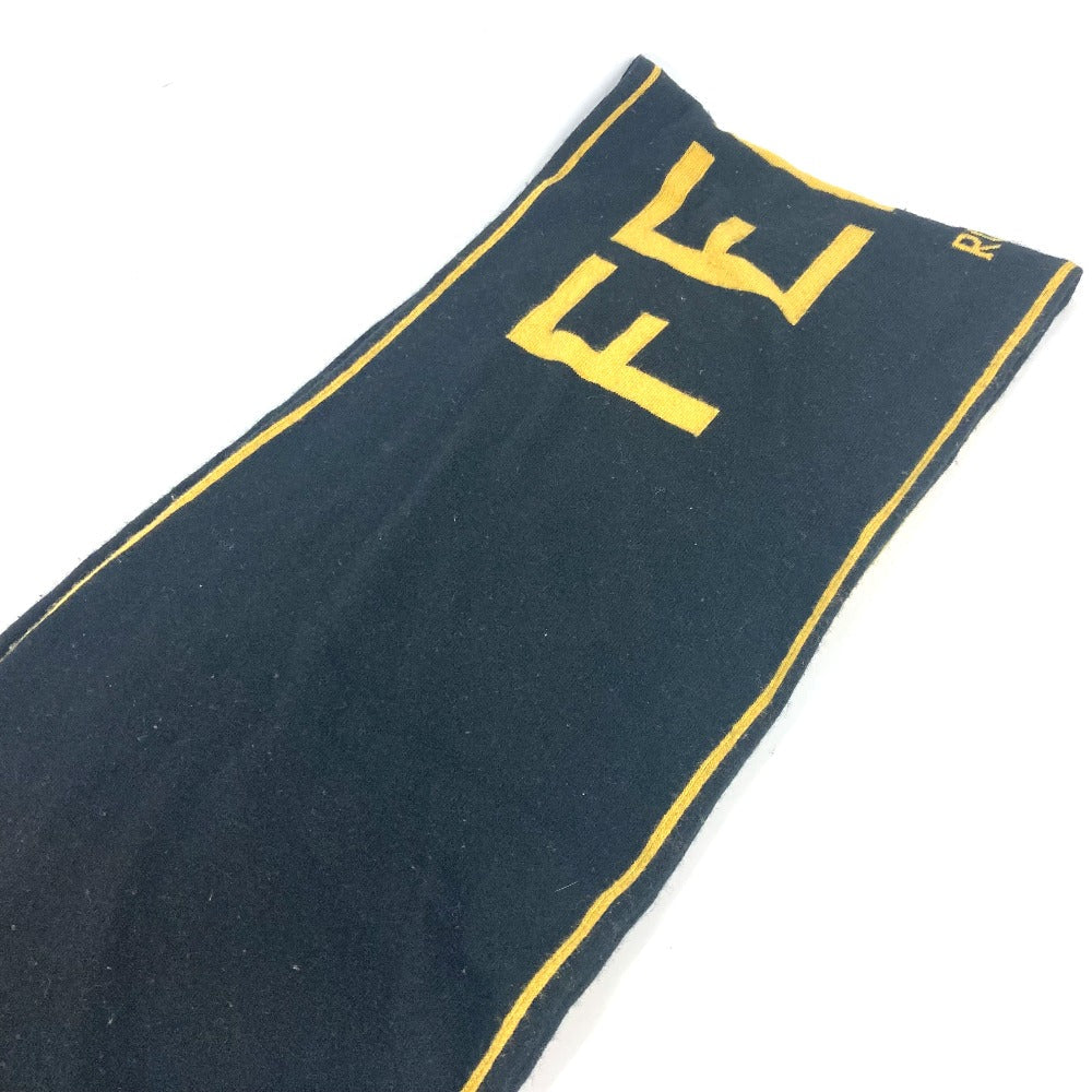 FENDI Scarf wool black logo mens Used Authentic