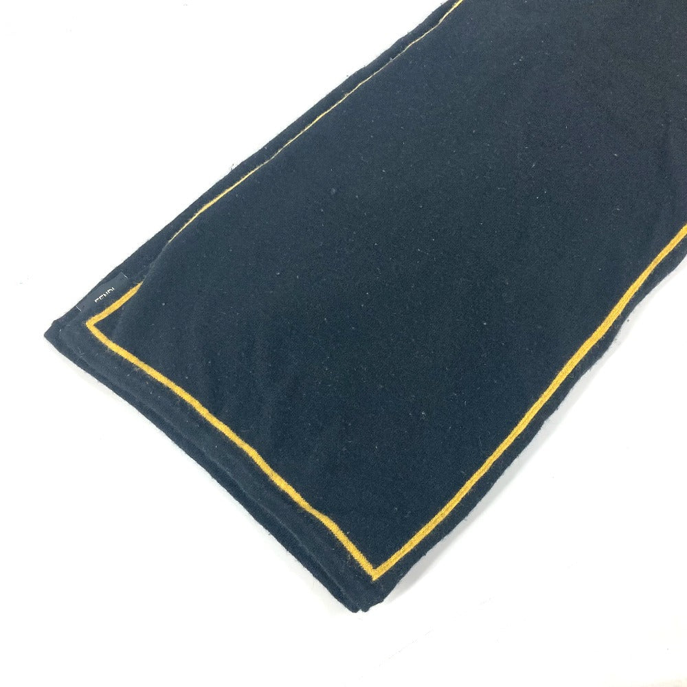 FENDI Scarf wool black logo mens Used Authentic