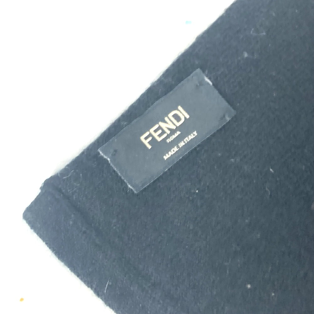 FENDI Scarf wool black logo mens Used Authentic
