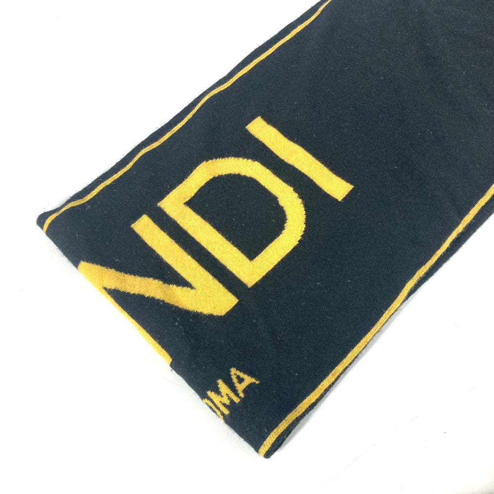 FENDI Scarf wool black logo mens Used Authentic