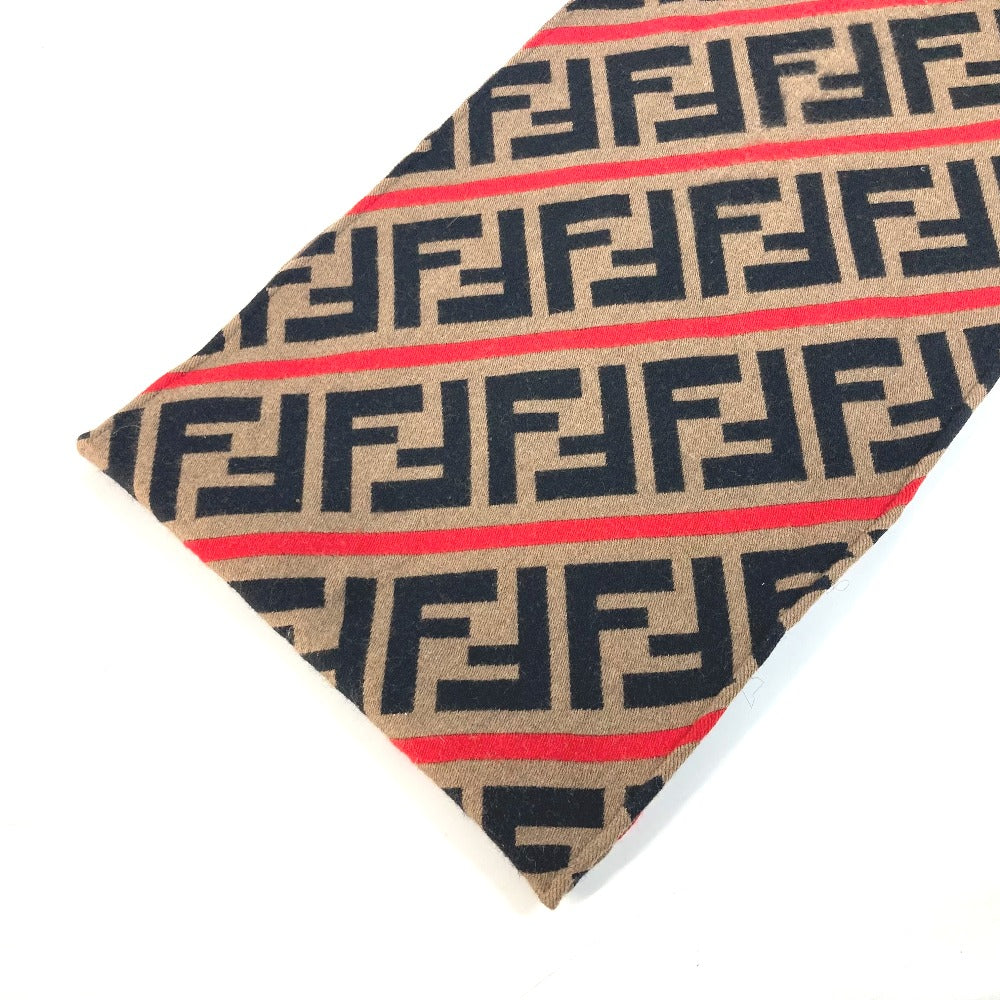 FENDI Scarf wool Brown Zucca logo Women Used Authentic