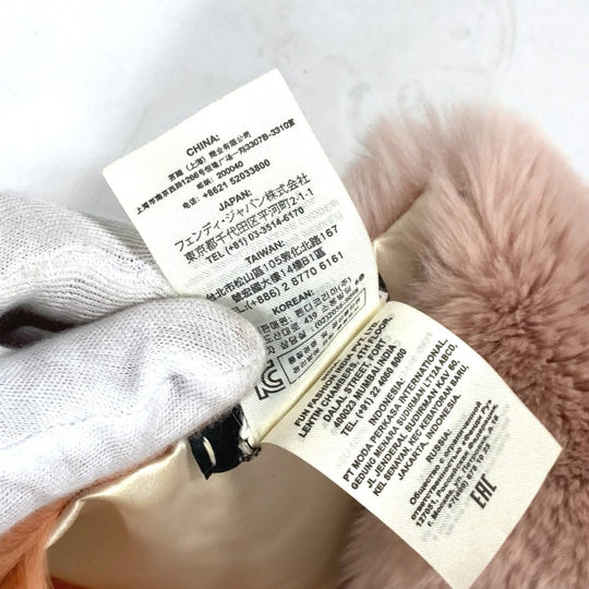 FENDI Scarf fur Orange Flower Tippet Flower Women Used Authentic