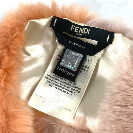 FENDI Scarf fur Orange Flower Tippet Flower Women Used Authentic