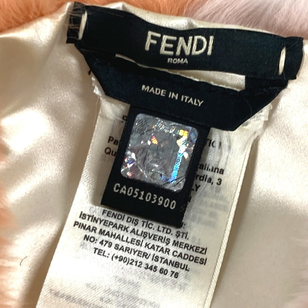 FENDI Scarf fur Orange Flower Tippet Flower Women Used Authentic