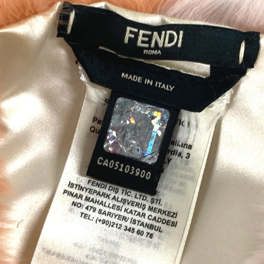 FENDI Scarf fur Orange Flower Tippet Flower Women Used Authentic