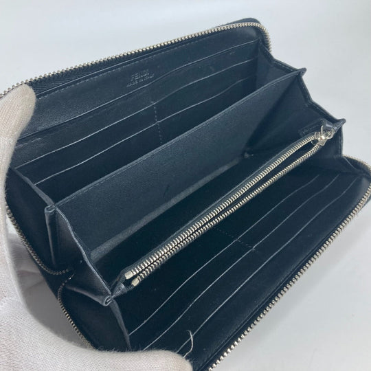 FENDI Long Wallet Purse 8M0299 leather black Long wallet Studs unisex(Unisex) Used Authentic